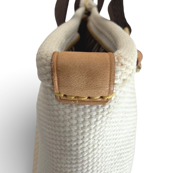Louis Vuitton Antigua Cabas PM Sailcloth Canvas Tote Ivory Brown Leather Studded - Picture 12 of 14